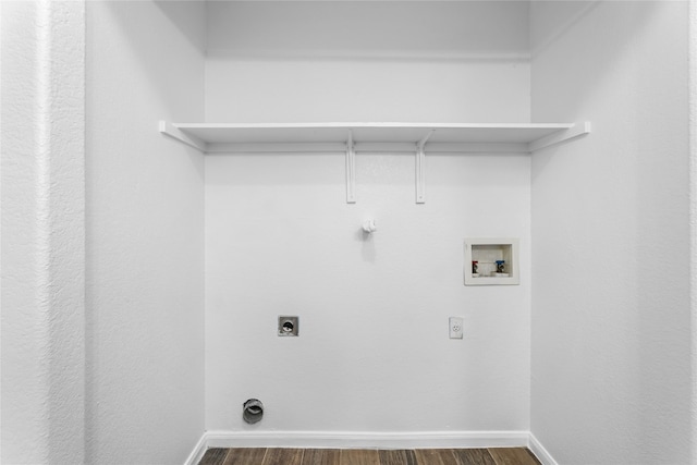 laundry room with washer hookup, dark hardwood / wood-style floors, and electric dryer hookup