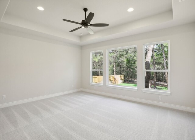 151 William Hersee Dr, Bastrop, TX 78602 - spare room with a raised ceiling, light colored carpet, baseboards, plenty of natural light, and recessed lighting