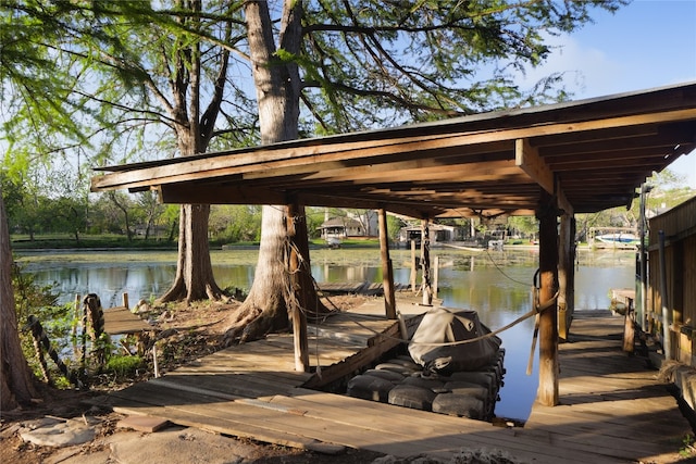 view of dock featuring a water view