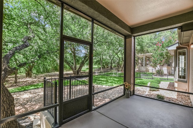 view of unfurnished sunroom