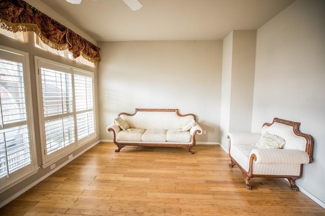 sitting room featuring light wood-type flooring