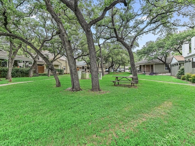 view of home's community with a lawn