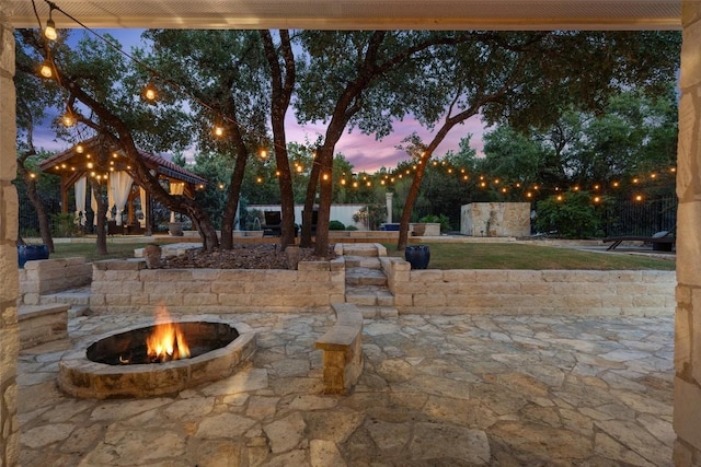 201 Cowal Dr N, Spicewood, TX 78669 - view of patio / terrace with a fire pit and a gazebo
