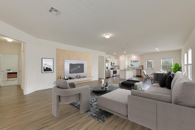 living room with hardwood / wood-style floors