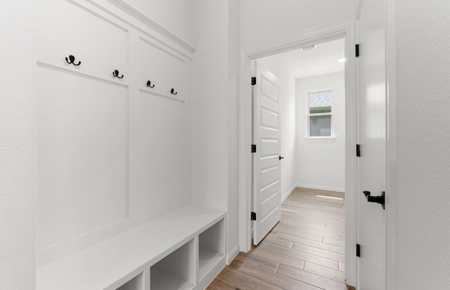 105 Riversong Cv, Georgetown, TX 78633 - mudroom with light wood-type flooring and baseboards