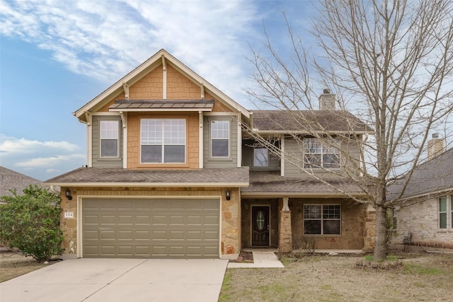 craftsman inspired home with a garage