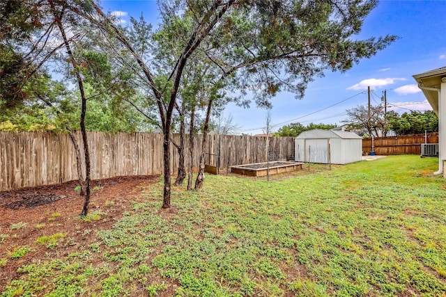 20400 Bear Rd, Lago Vista, TX 78645 - view of yard with an outdoor structure, a fenced backyard, and a shed