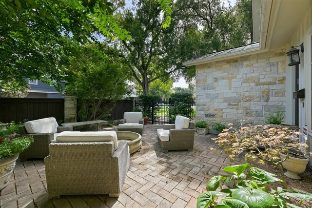 view of patio with an outdoor living space