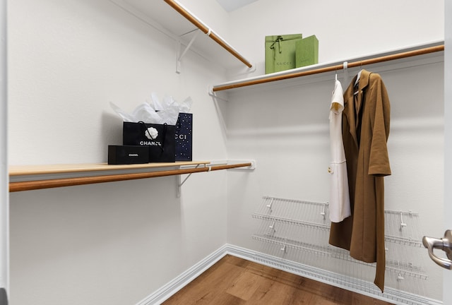 spacious closet with hardwood / wood-style floors