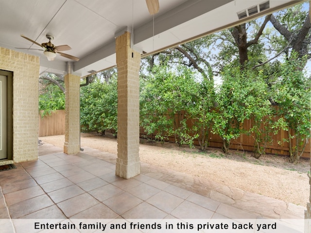 view of patio with ceiling fan