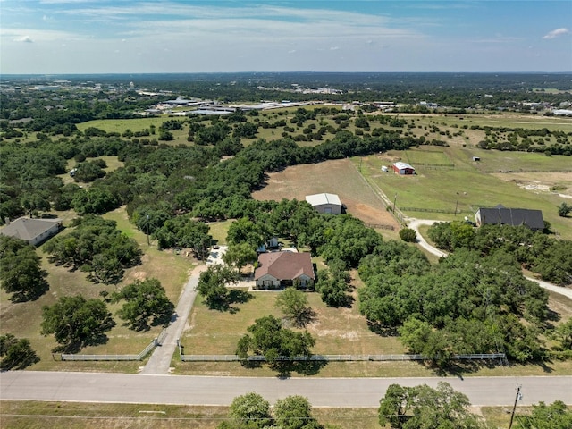 drone / aerial view with a rural view