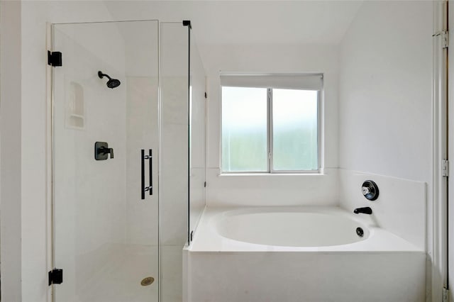 bathroom with independent shower and bath