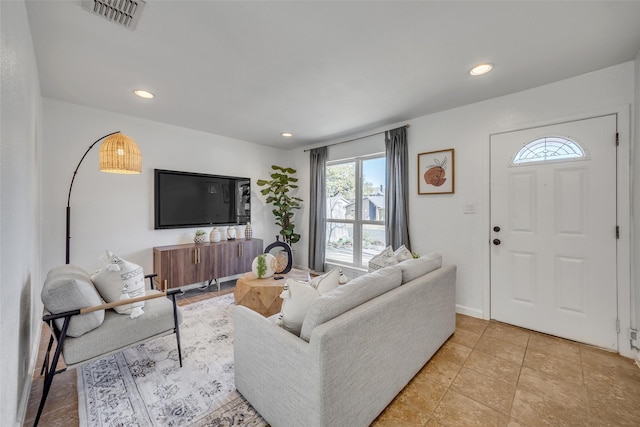 view of tiled living room