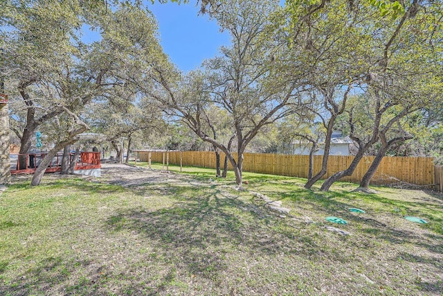 view of yard featuring a fenced backyard