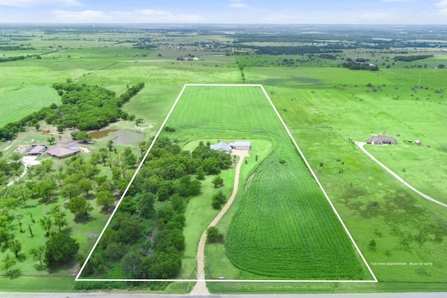 aerial view featuring a rural view