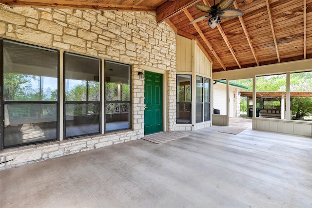 view of patio / terrace featuring ceiling fan