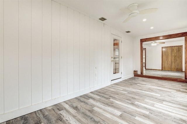 interior space featuring ceiling fan and hardwood / wood-style floors