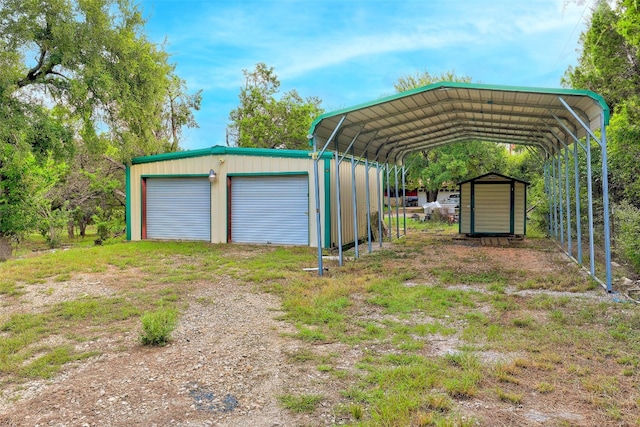 garage with a carport