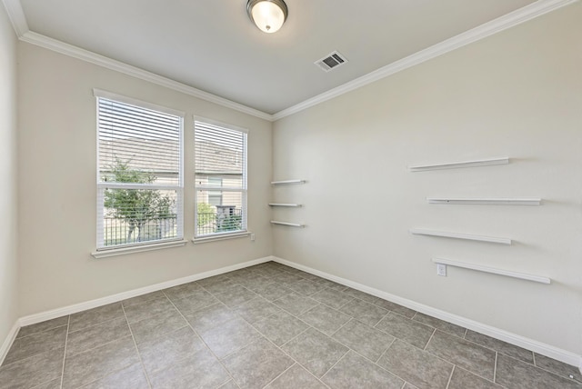 unfurnished room featuring crown molding