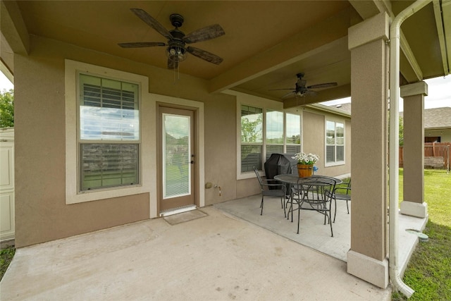 view of patio / terrace featuring ceiling fan