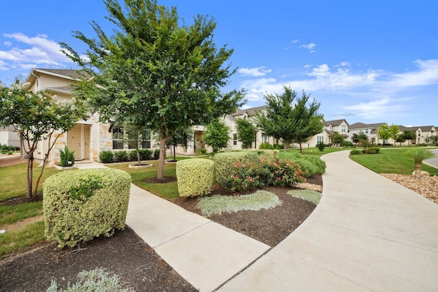 view of community featuring a lawn