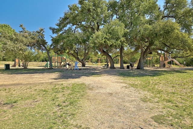 view of yard with a playground