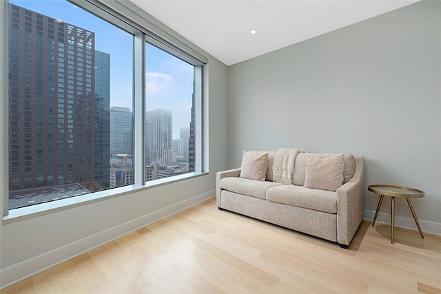 sitting room with light wood-type flooring