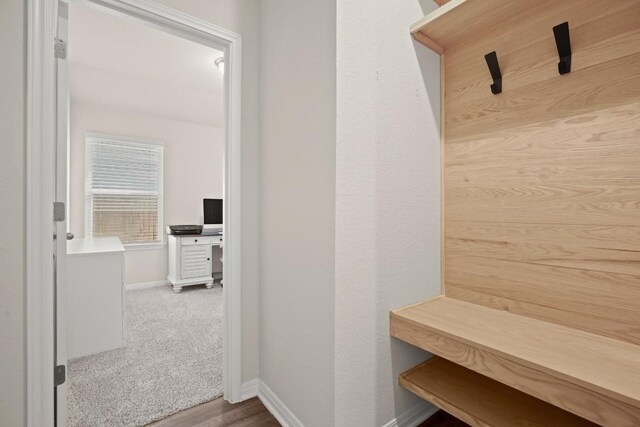 mudroom featuring carpet floors