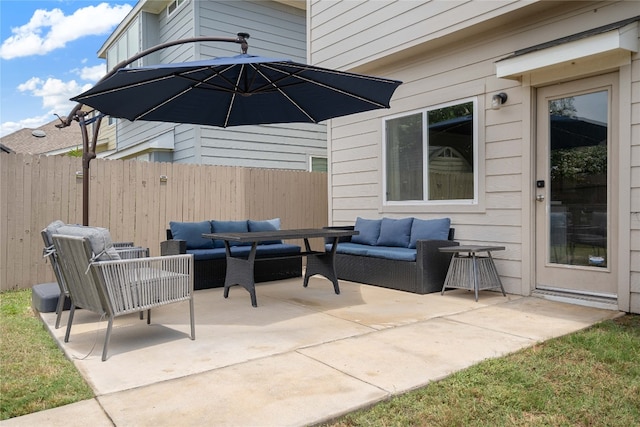 view of patio featuring an outdoor living space