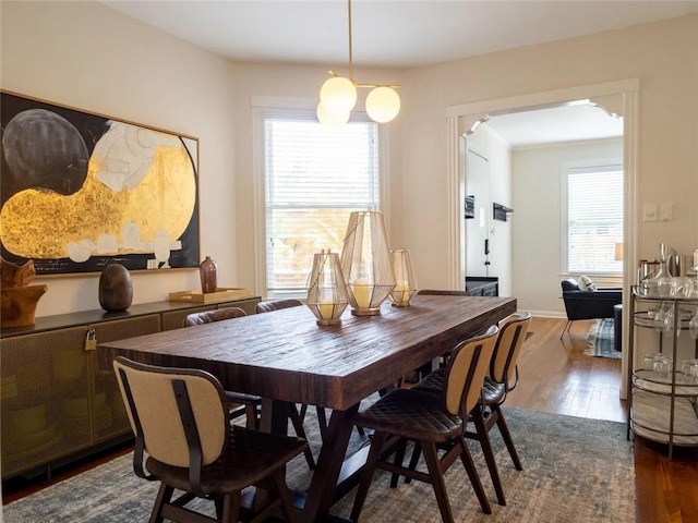 dining room featuring dark hardwood / wood-style flooring