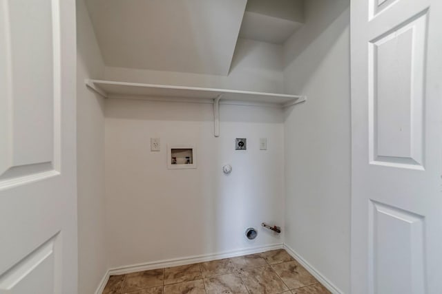 laundry room featuring washer hookup, hookup for an electric dryer, hookup for a gas dryer, and light tile patterned floors