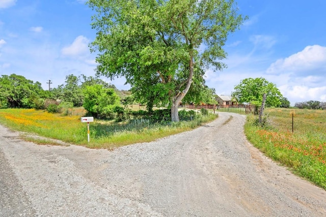 view of road with a rural view