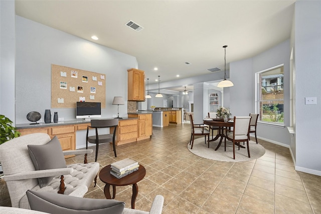 view of tiled living room