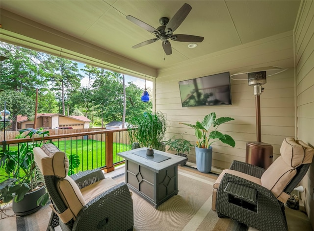 view of patio / terrace featuring an outdoor living space and ceiling fan