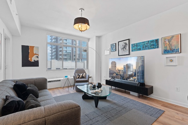 living room featuring light hardwood / wood-style floors