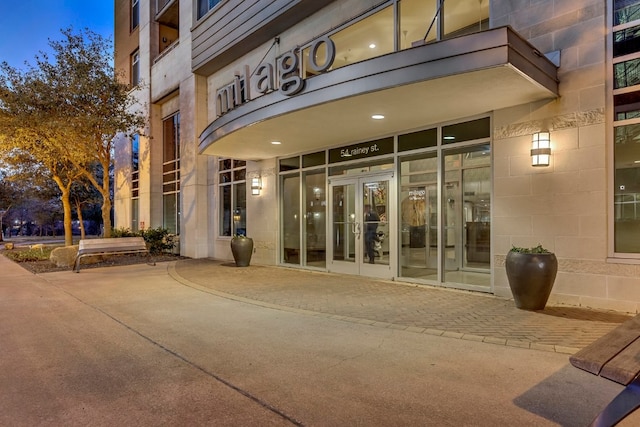 property entrance with french doors