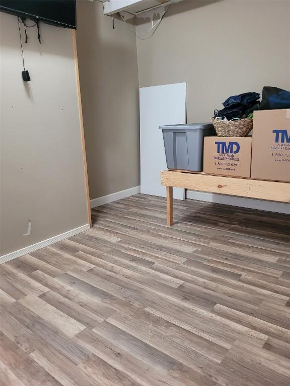 interior space featuring baseboards and light wood-type flooring