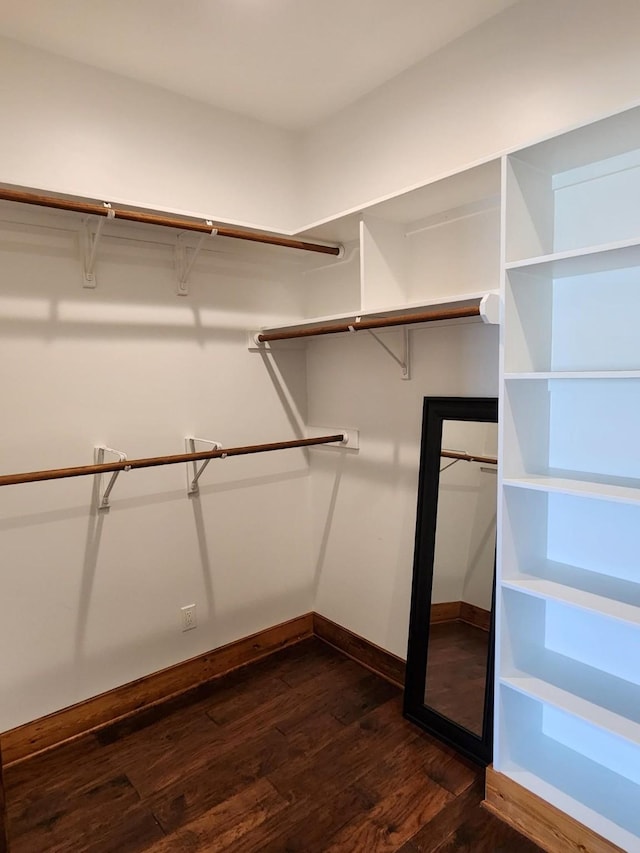 walk in closet featuring dark hardwood / wood-style floors