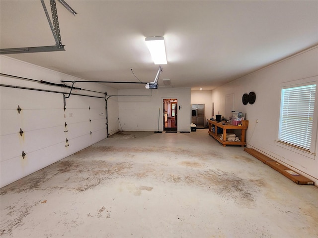 garage with a garage door opener