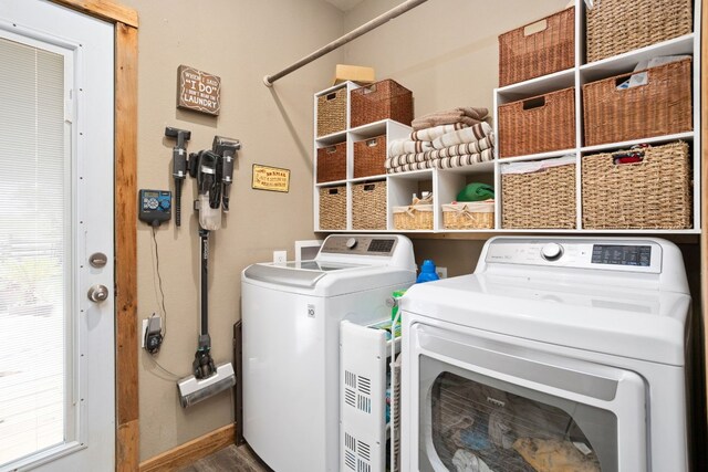 washroom featuring washer and dryer