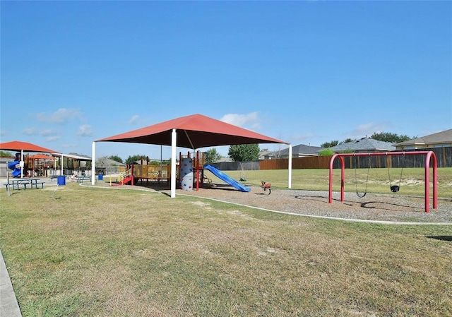 view of play area featuring a yard