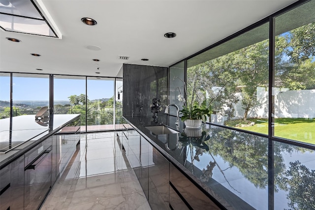 unfurnished sunroom featuring sink