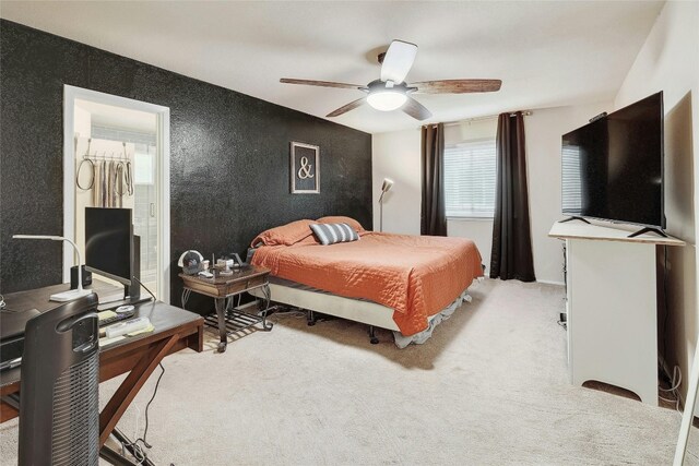 bedroom featuring carpet floors and ceiling fan