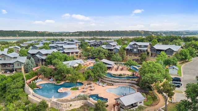 drone / aerial view with a residential view