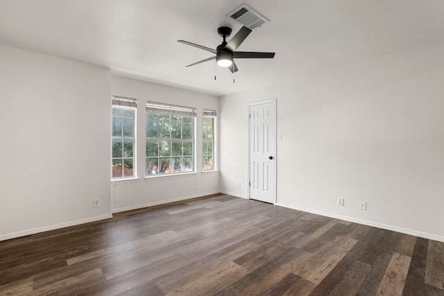 spare room with ceiling fan and hardwood / wood-style floors