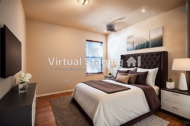 bedroom featuring dark hardwood / wood-style floors