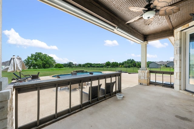 view of patio / terrace with ceiling fan