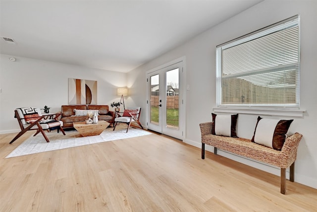 living area with light wood-type flooring