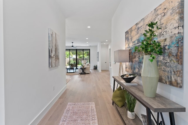 hall featuring light wood-type flooring