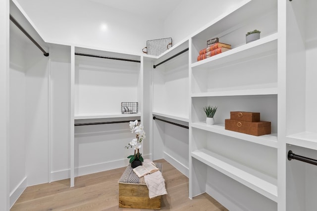 spacious closet with light hardwood / wood-style floors